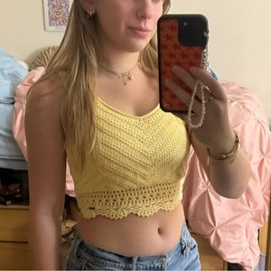 Hollister Yellow Knit Tank with Tie Back